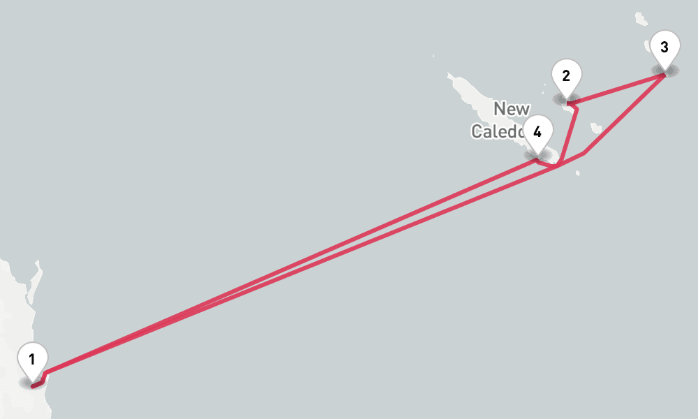 8 days, round-trip Vanuatu New Caledonia 9日間