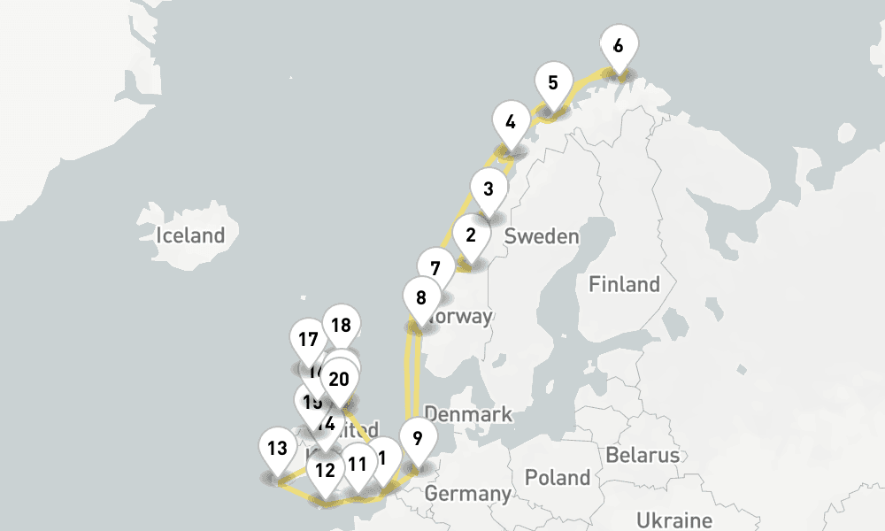 28 days, round-trip Midnight Sun Midsummer The British Isles 29日間