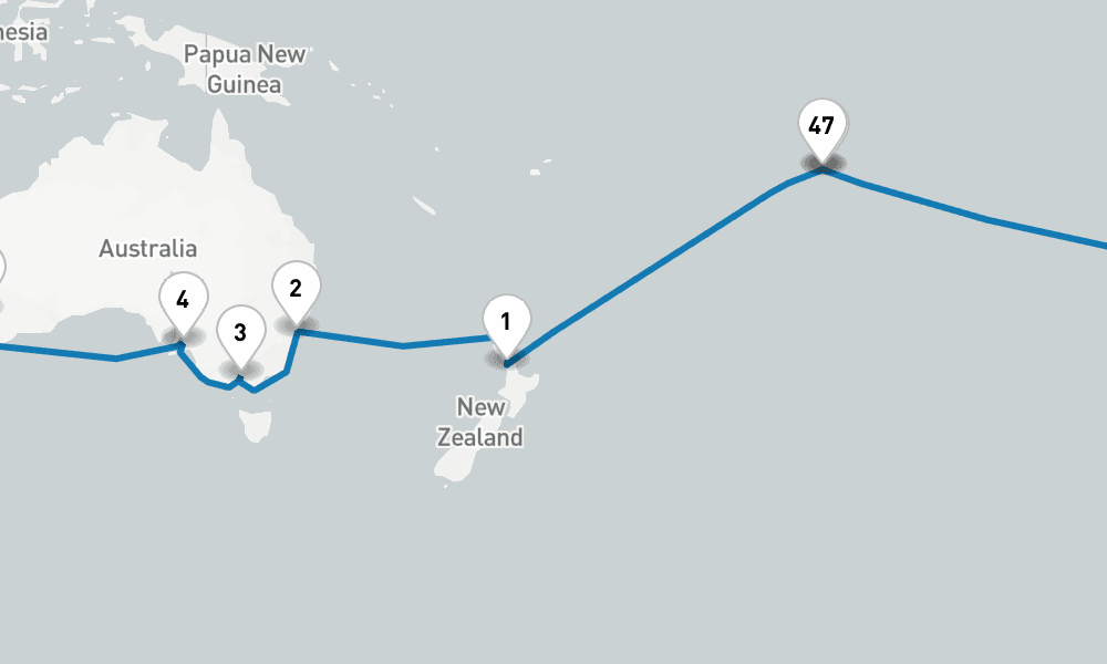 115 days, round-trip World Cruise - Roundtrip Auckland 116日間
