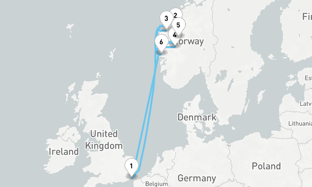9 nights / 10 days, Dover (England) Round trip