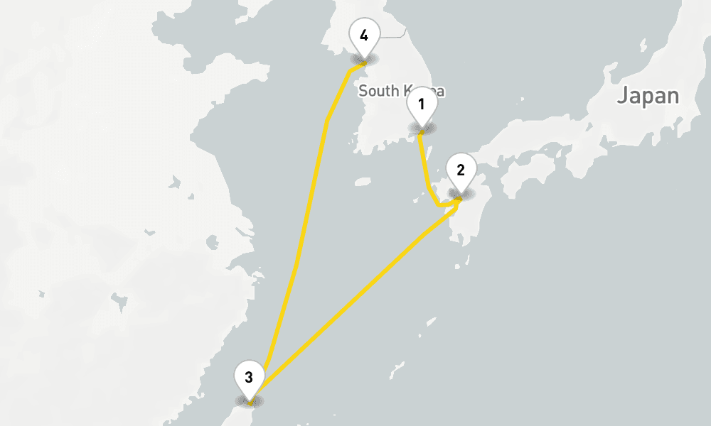 5 days, one-way from Busan to Incheon 6日間