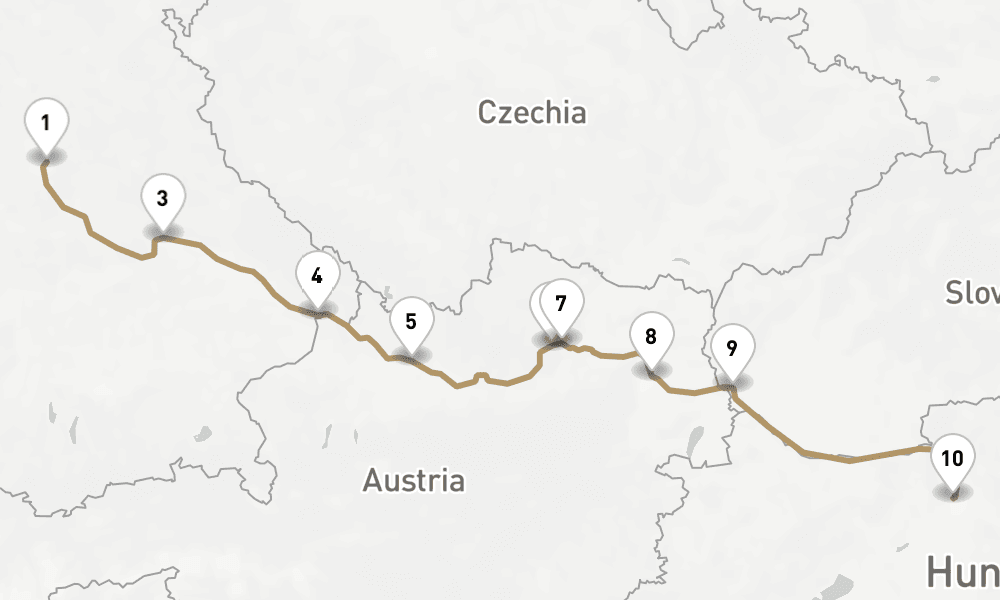 9 nights / 10 days, one-way from Nuremberg to Budapest