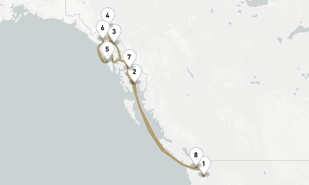 10 days, round-trip Alaska 11日間