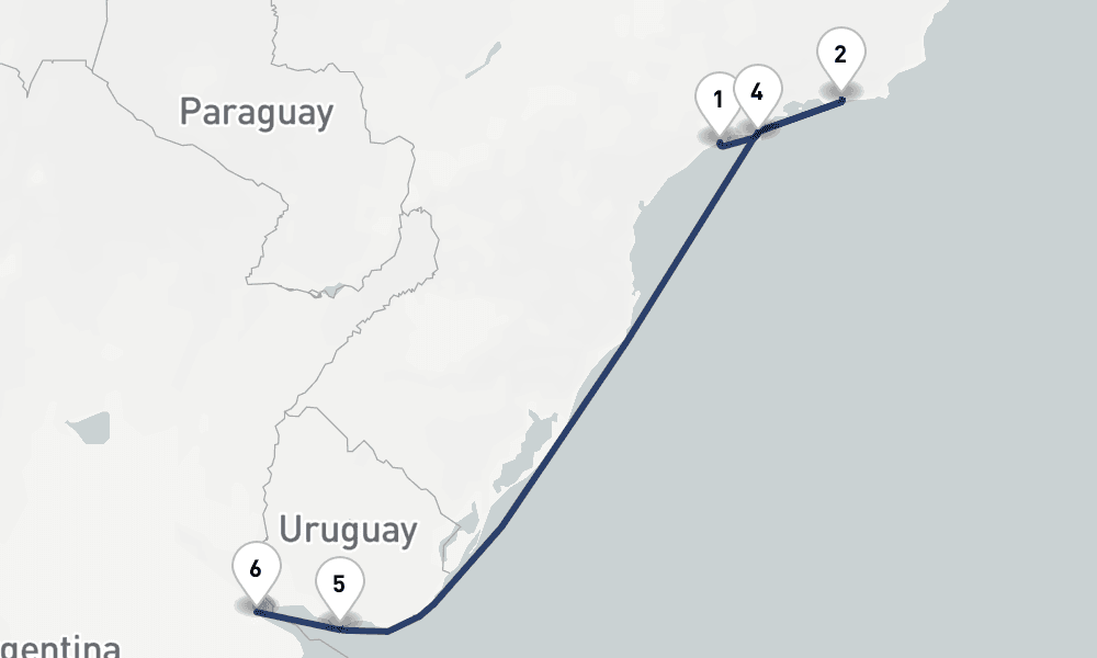 8 days, one-way from Santos to Buenos Aires 9日間