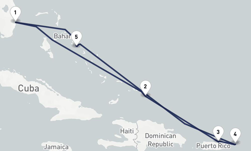 7 days, round-trip Eastern Caribbean San Juan St. Thomas 8日間