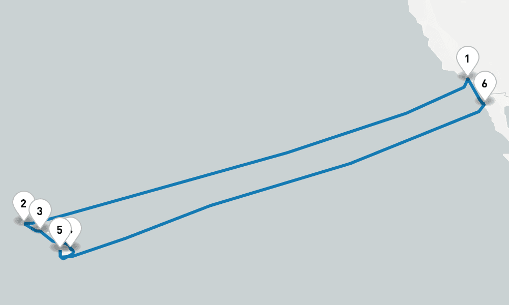 16 days, round-trip Hawaiian Islands 17日間