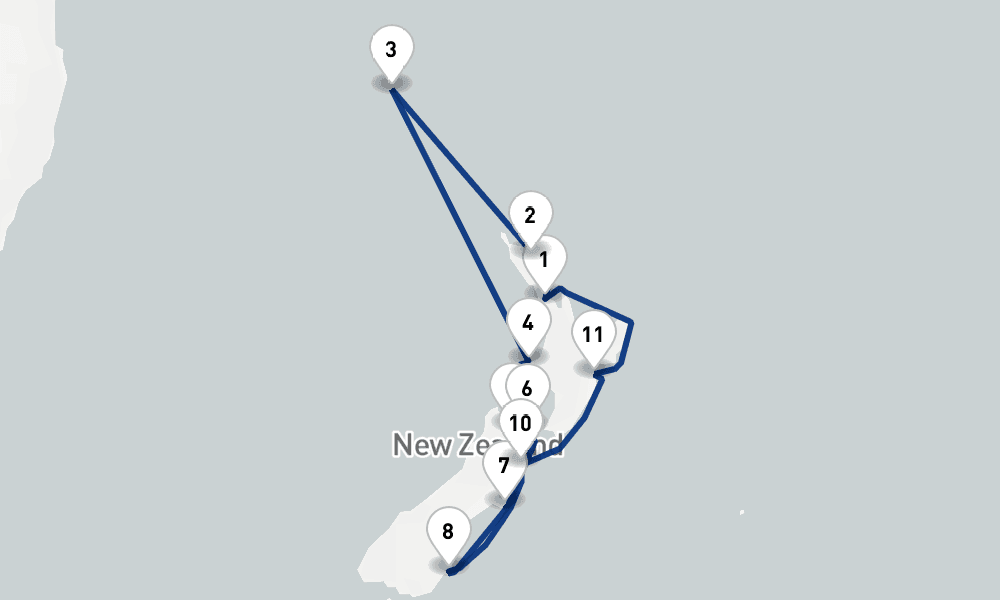 14 days, round-trip Cruise New Zealand Intensive Cruise Auckland, Dunedin Kaikoura 15日間