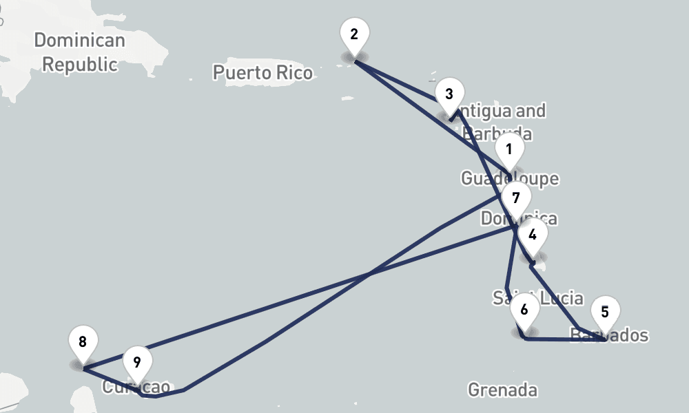 13 days, round-trip 13 Nuit Nouvel An dans les Antilles 14日間