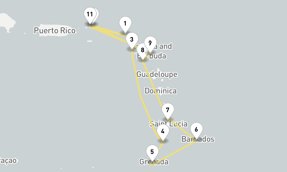 14 days, round-trip Gems Of The Caribbean 15日間