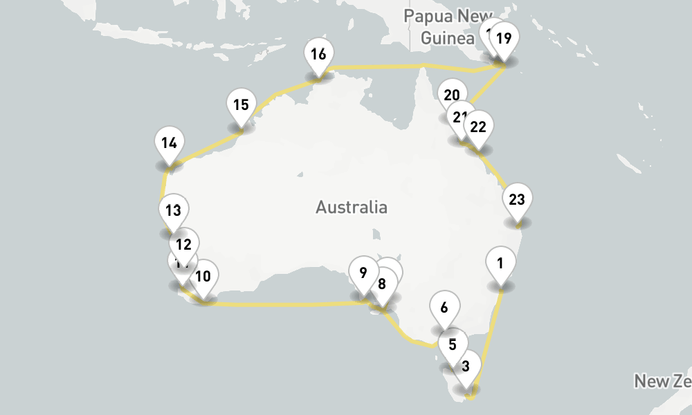 37 days, one-way from Sydney to Brisbane 38日間