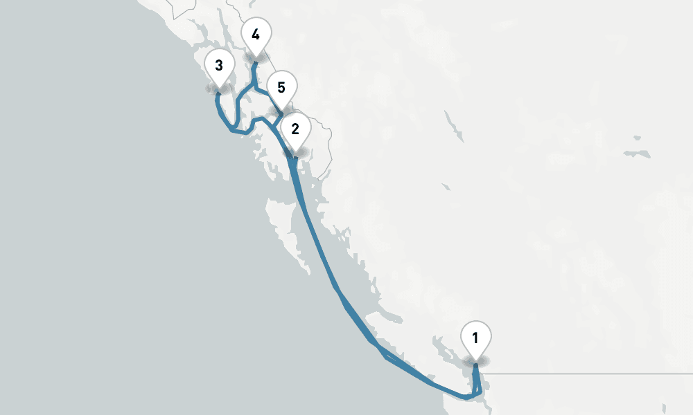 7 days, round-trip Alaska - Vancouver To Vancouver 8日間
