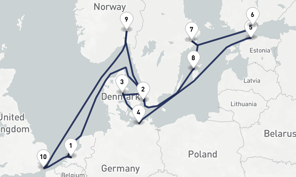 14 days, round-trip Baltic Scandinavian Capitals 15日間