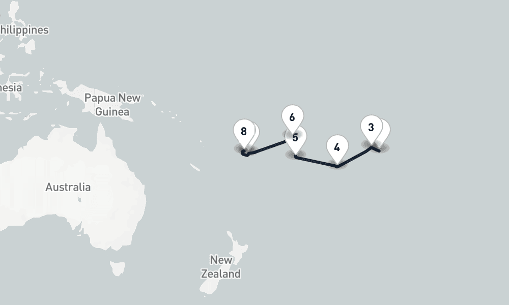 11 days, one-way from Papeete to Lautoka 12日間