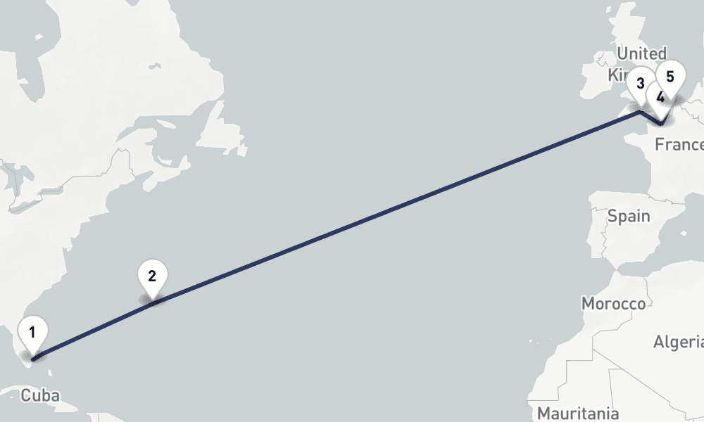 13 days, one-way from Fort Lauderdale to Dover 14日間