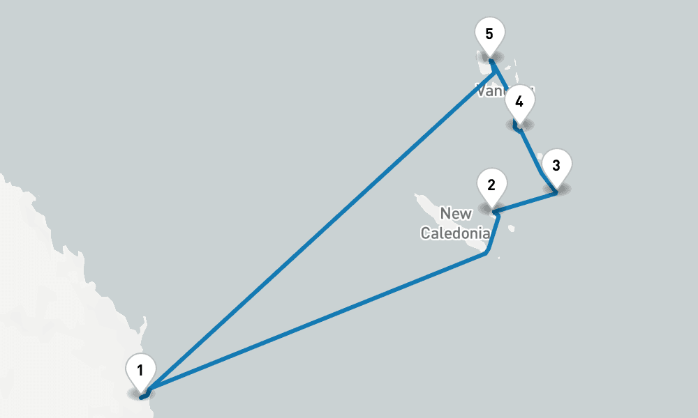 10 days, round-trip Vanuatu New Caledonia 11日間
