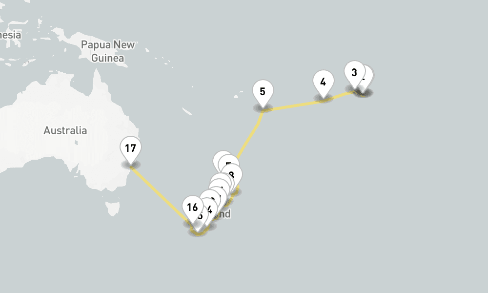 28 days, one-way from Papeete to Sydney 29日間