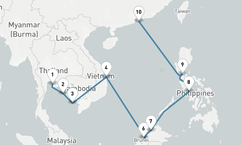 13 days, one-way from Laem Chabang to Hong Kong 14日間