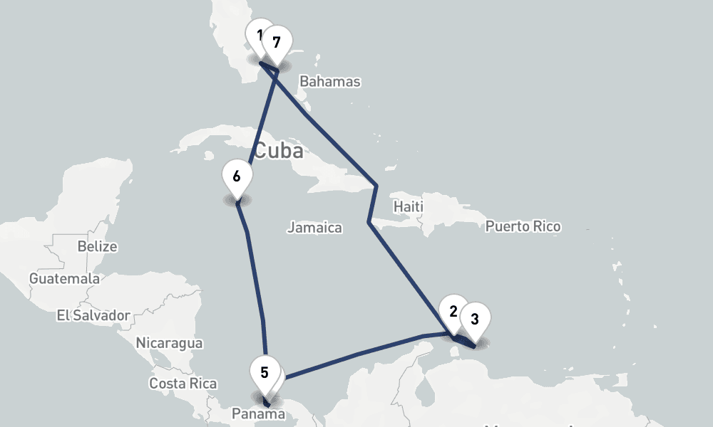 11 days, round-trip Panama Canal Southern Caribbean 12日間