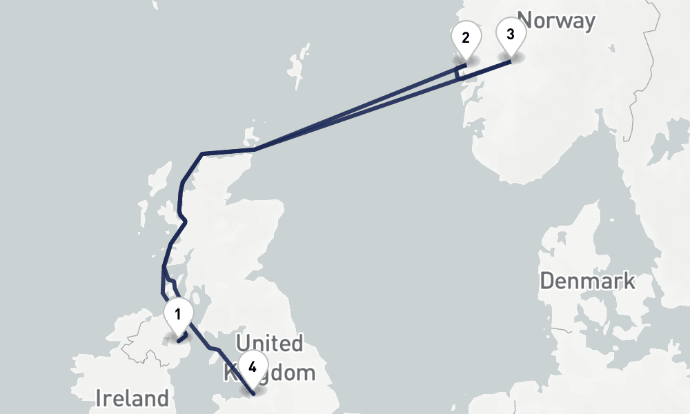 6 days, one-way from Belfast to Liverpool 7日間