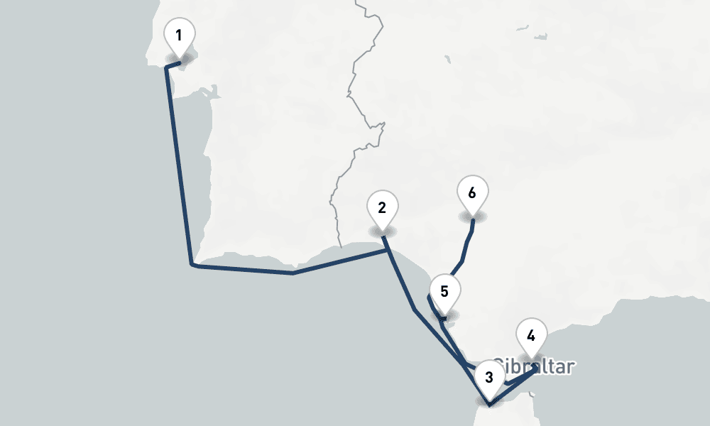8 days, one-way from Lisbon to Seville 9日間