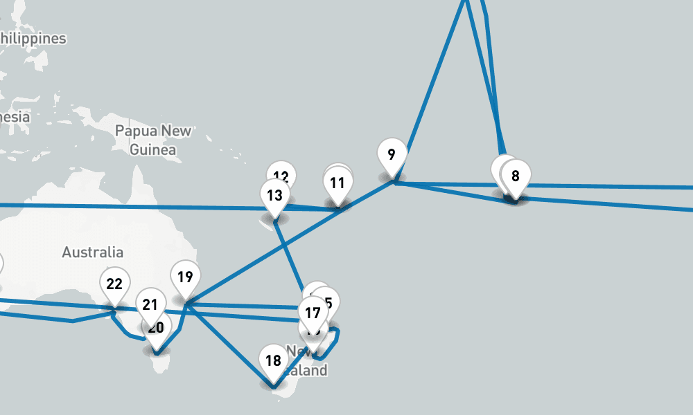 60 days, one-way from Los Angeles to Singapore 61日間