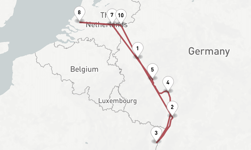 9 days, round-trip Rhine 10日間