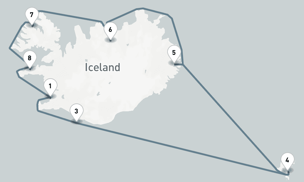 10 days, round-trip Journey Of Fire Ice Reykjavik To Reykjavik 11日間