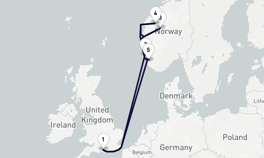 7 days, round-trip Northern Europe 8日間