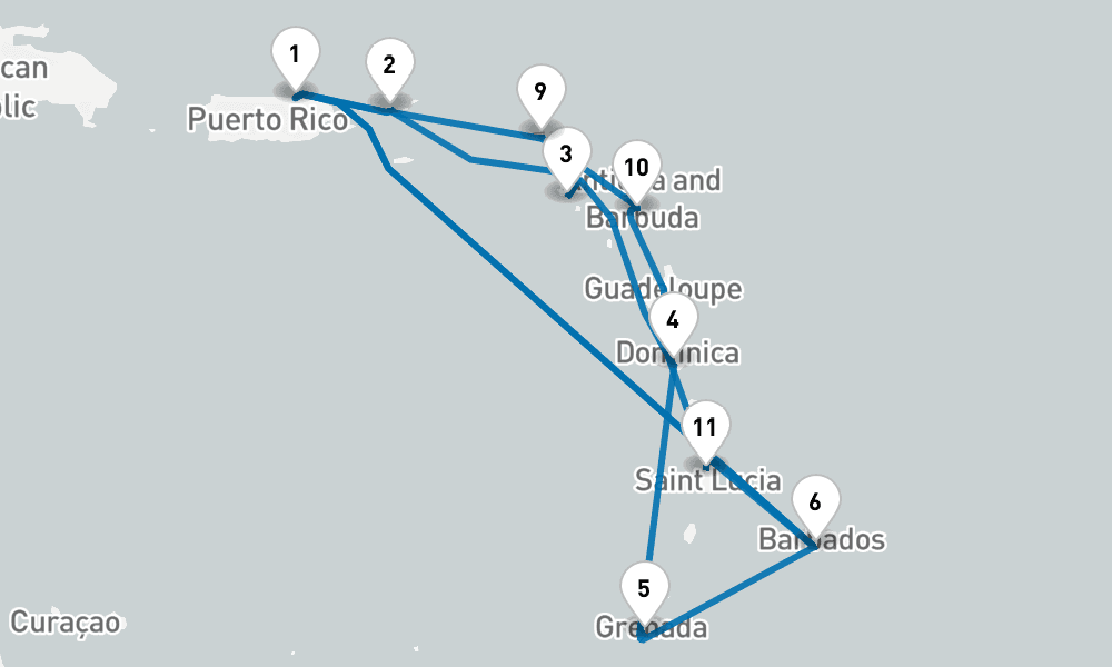 14 days, round-trip Southern Caribbean Adventurer 15日間