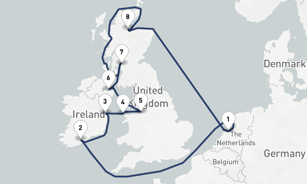 12 days, round-trip British Isles 13日間