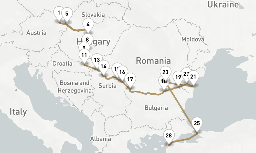 23 days, one-way from Vienna to Istanbul 24日間