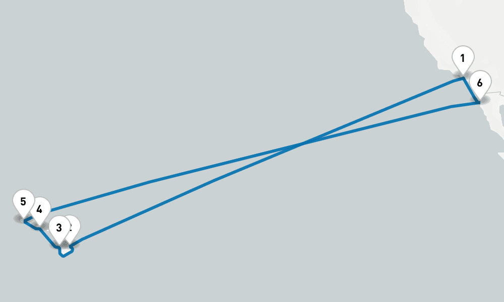 16 days, round-trip Hawaiian Islands 17日間