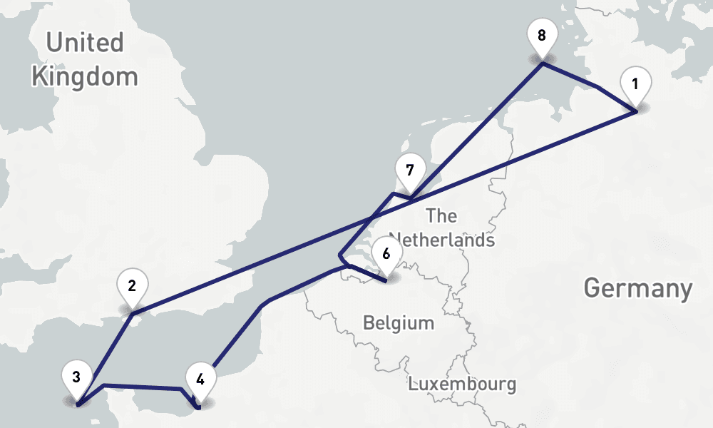9 days, round-trip Western Europe 10日間
