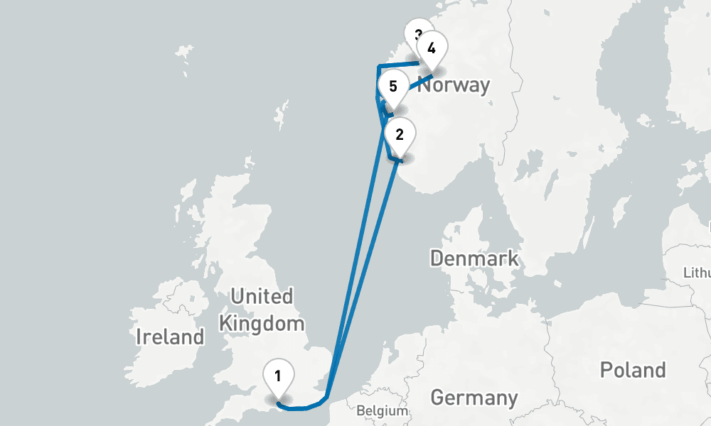 7 days, round-trip Norwegian Fjords 8日間