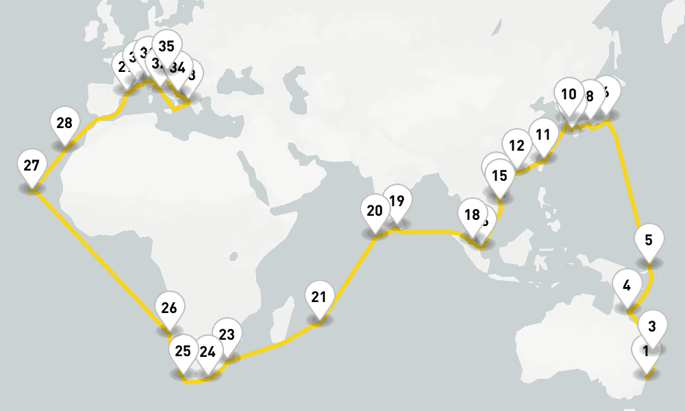 79 days, one-way from Sydney to Trieste 80日間