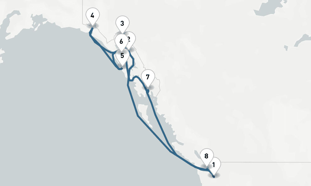 10 days, round-trip Alaska Round-trip Seattle Hubbard Glacier, Skagway Juneau 11日間