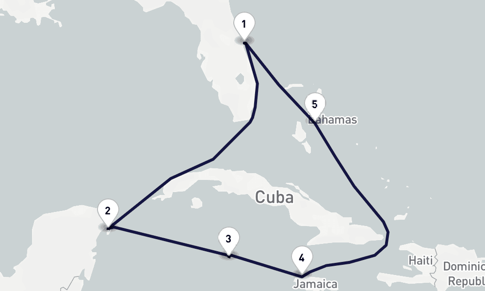 7 days, round-trip Western Caribbean Bahamas 8日間