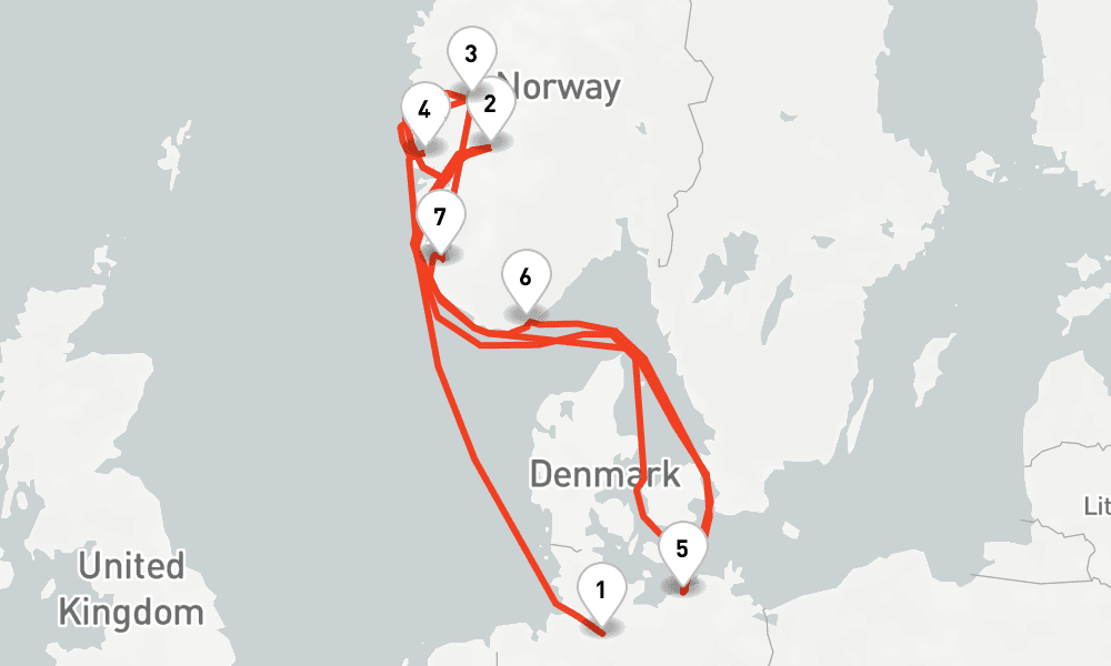 13 nights / 14 days, one-way from Hamburg to Warnemunde (Rostock, Germany)
