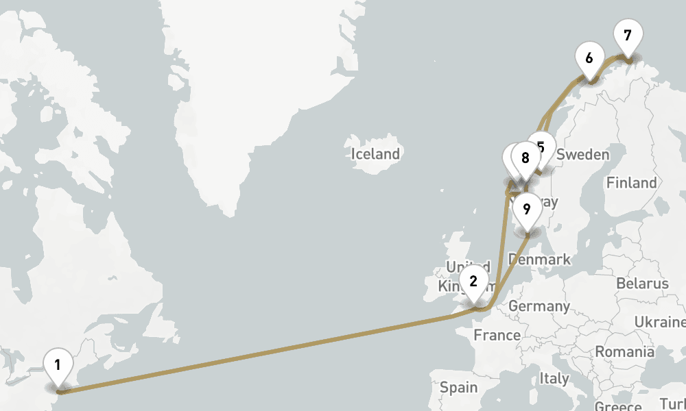 28 days, round-trip Norwegian Fjords 29日間