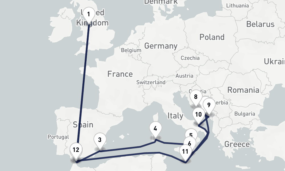 23 days, round-trip Islands of the Mediterranean with Croatia 24日間