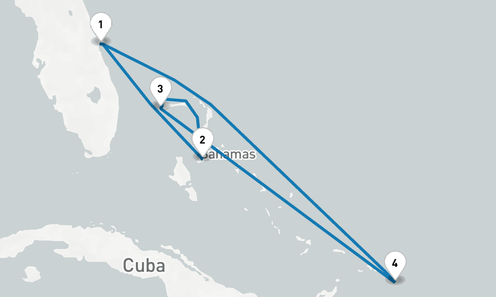 6 days, round-trip Eastern Caribbean with Turks Caicos 7日間