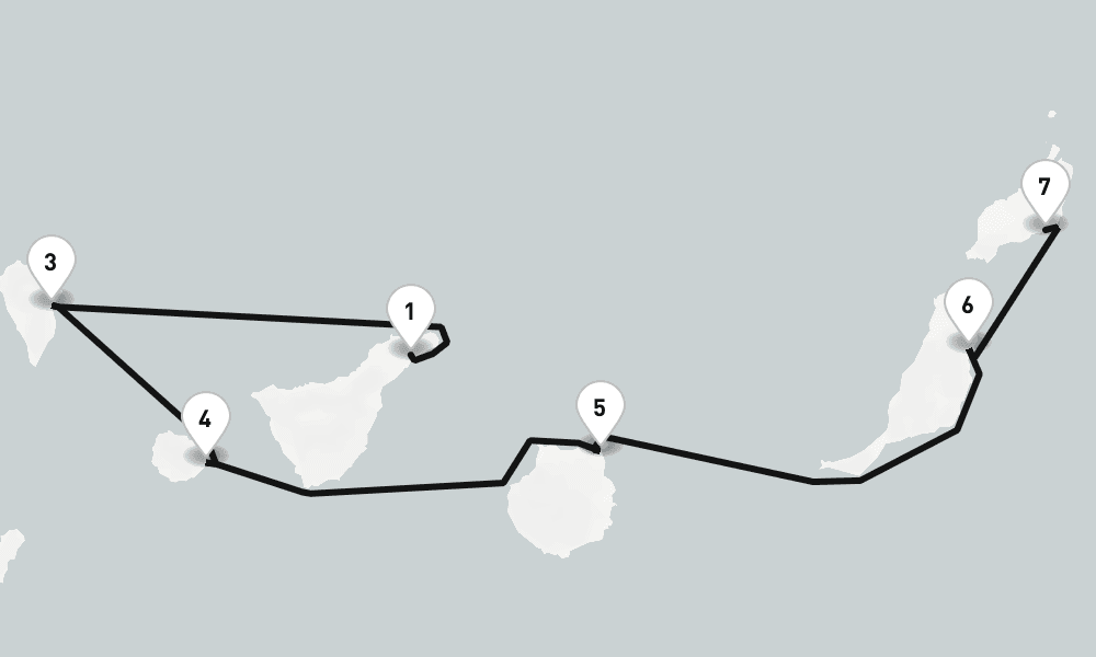 7 days, one-way from Santa Cruz de Tenerife to Arrecife 8日間