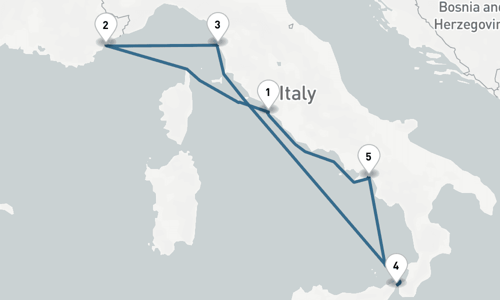6 days, round-trip Mediterranean Round-Trip Rome Italy France 7日間