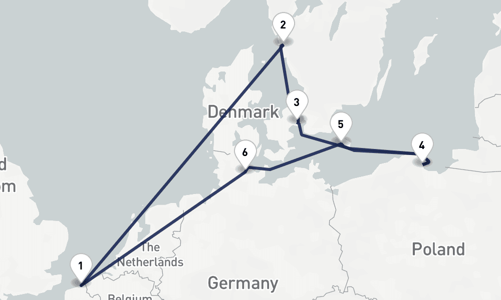 10 days, round-trip 10 Nuit Perles de la mer Baltique 11日間