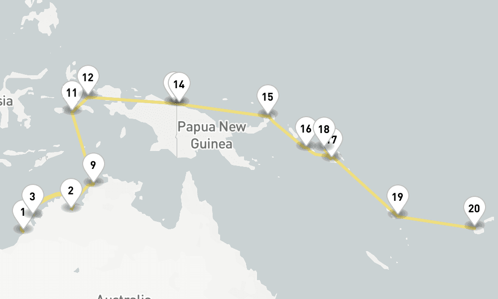 32 days, one-way from Broome WA to Lautoka 33日間