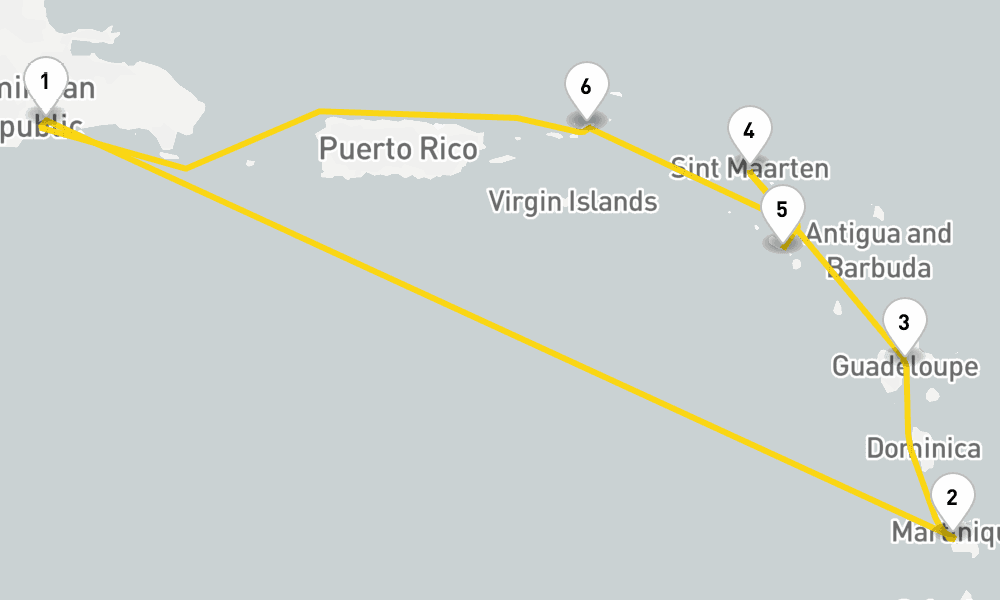7 days, round-trip Caribbean Antilles from Santo Domingo 8日間