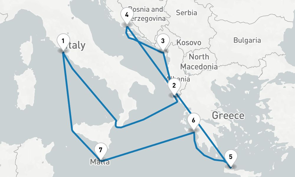 10 days, round-trip Mediterranean with Italy Croatia 11日間