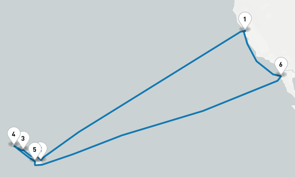 16 days, round-trip Hawaiian Islands 17日間