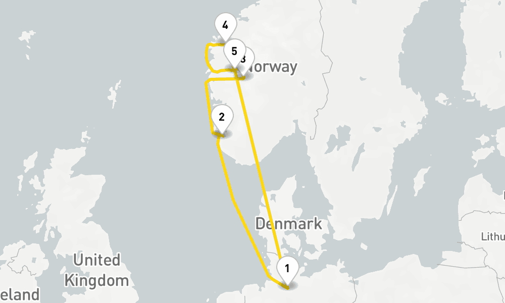 7 days, round-trip Northern Europe Fjords from Hamburg 8日間