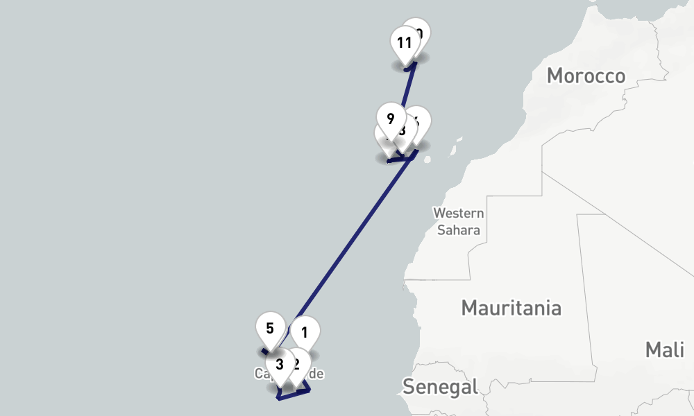 14 days, one-way from Sal Island to Funchal 15日間